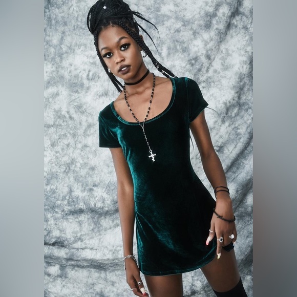 Dolls Kill Dresses Dolls Kill Green Velvet Dress Poshmark